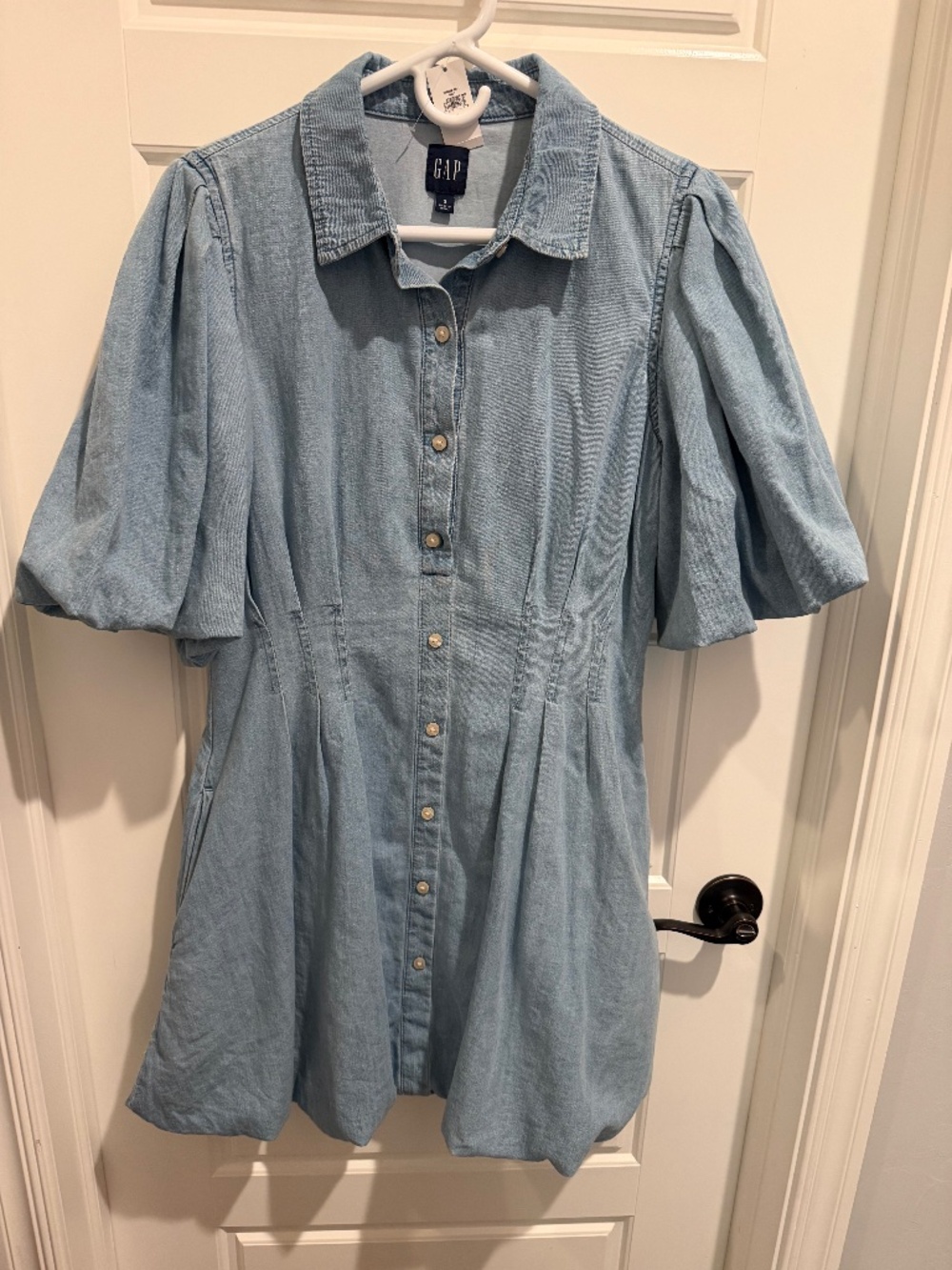 Gap Light Wash Pleated Bubble Hem Denim Mini Dress | Women’s S